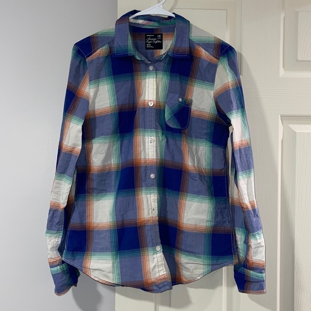 American Eagle plaid button down‎ shirt women’s medium
